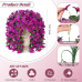 INXUGAO 2 pcs Artificial Faux Bougainvillea Flowers Plants for Outdoor Outside Summer Decoration, Fake Silk UV Resistant Long Trailing Vines for Front Door Porch Planter Balcony (Purple Deep Lotus)