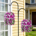 INXUGAO Artificial Flowers with Hanging Basket, Outdoor Faux Plants Silk Morning Glory Vines, Fake Green Arrangement for Garden Patio Spring Summer Decor(4pcs,Darkorchid)
