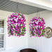 INXUGAO Artificial Flowers with Hanging Basket, Outdoor Faux Plants Silk Morning Glory Vines, Fake Green Arrangement for Garden Patio Spring Summer Decor(4pcs,Darkorchid)