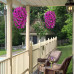 INXUGAO 2 pcs Artificial Faux Bougainvillea Flowers Plants for Outdoor Outside Summer Decoration, Fake Silk UV Resistant Long Trailing Vines for Front Door Porch Planter Balcony (Purple Deep Lotus)