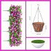 INXUGAO Artificial Flowers with Hanging Basket, Outdoor Faux Plants Silk Morning Glory Vines, Fake Green Arrangement for Garden Patio Spring Summer Decor(4pcs,Darkorchid)